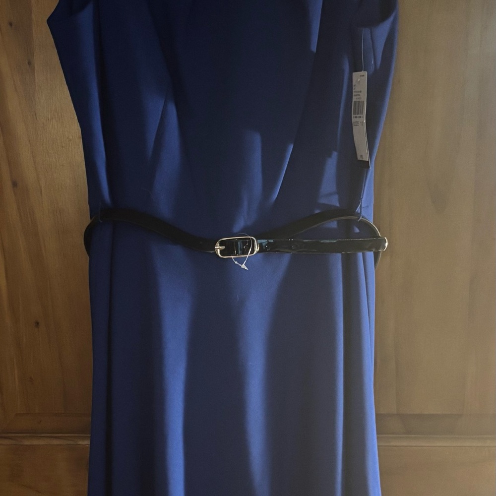 Elegant Blue Belted Dress